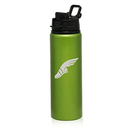 

25 oz Aluminum Sports Water Travel Bottle Track & Field Wing Shoe (Green)
