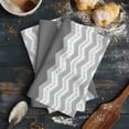 thumbnail image 6 of Grey Chevron Kitchen Towels Set of 2, Water Absorbent Dish Towel, Geometric Ocean Abstract Wavy Striped White Decorative Hand Towels - Quick Drying Cloth for Cooking Baking, 18x28 Inch, 6 of 8