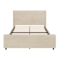 thumbnail image 5 of King Size Bed Frame, 50.7'' High Upholstered Bed Frame with High Headboard and High Footboard, No Box Spring Needed, Cream, 5 of 7