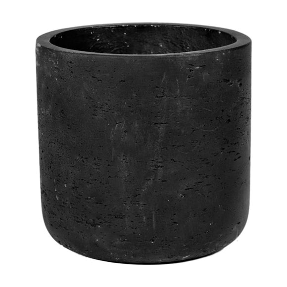 Round Planter Small Fiberglass Flower Pot indoor outdoor - Color Black 6x6 - by Pottery Pots