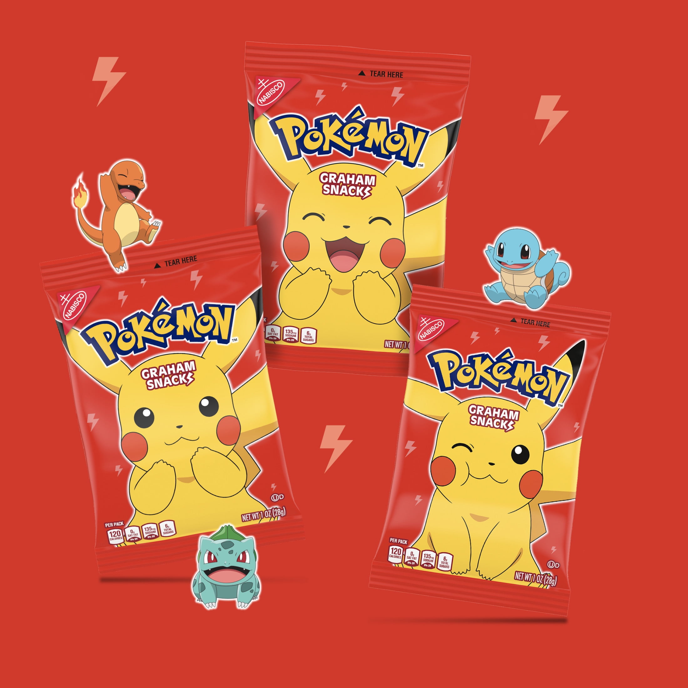 Nabisco Pokemon Graham Snacks, Graham Cracker Snack Cookies, 12 Snack Packs