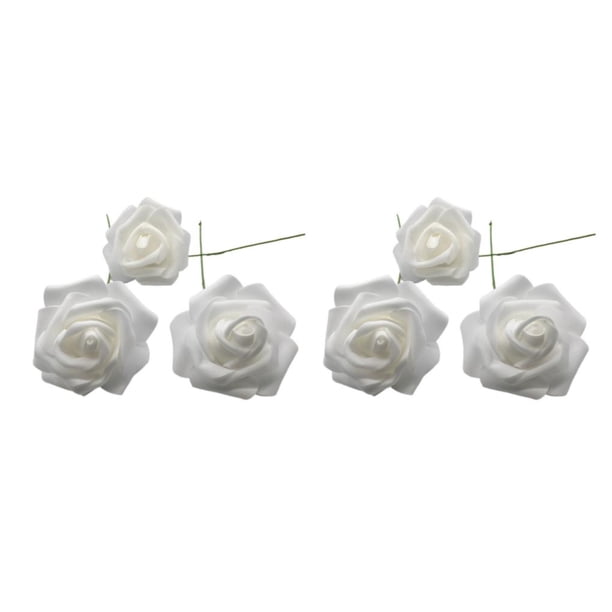 50 piezas de flores artificiales Cateissary rosas de simulación de boda interiores Blanco 2Conjunto