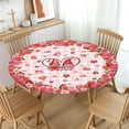 thumbnail image 2 of Valentines Day Round Fitted Tablecloth with Elastic Edge,Water-Resistant Red Pink Heart Rose Floral Gnomes Buffalo Plaid Table Cover for 40-44" Found Tables Love Table Cloth for Dinner,Outdoor,Patio, 2 of 6