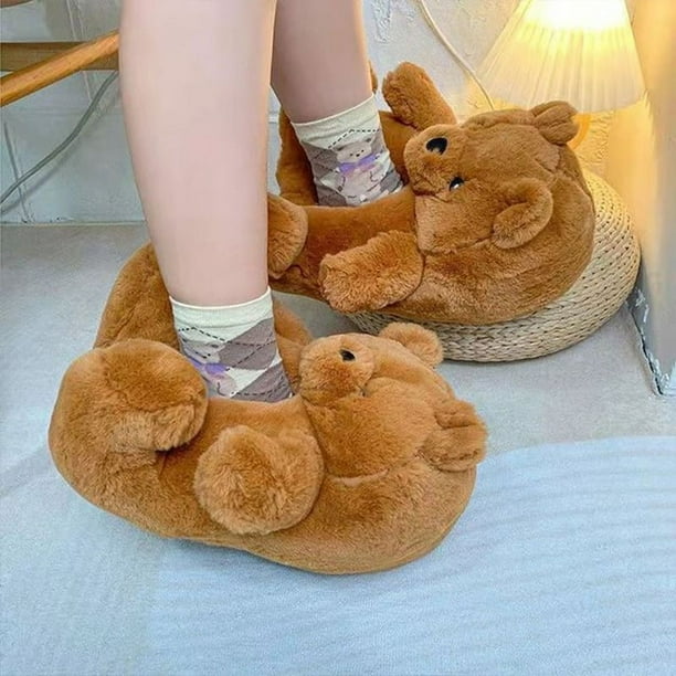 Ladies Slipper Teddy Bear Faux Fur Slippers Teddy Bear Mule