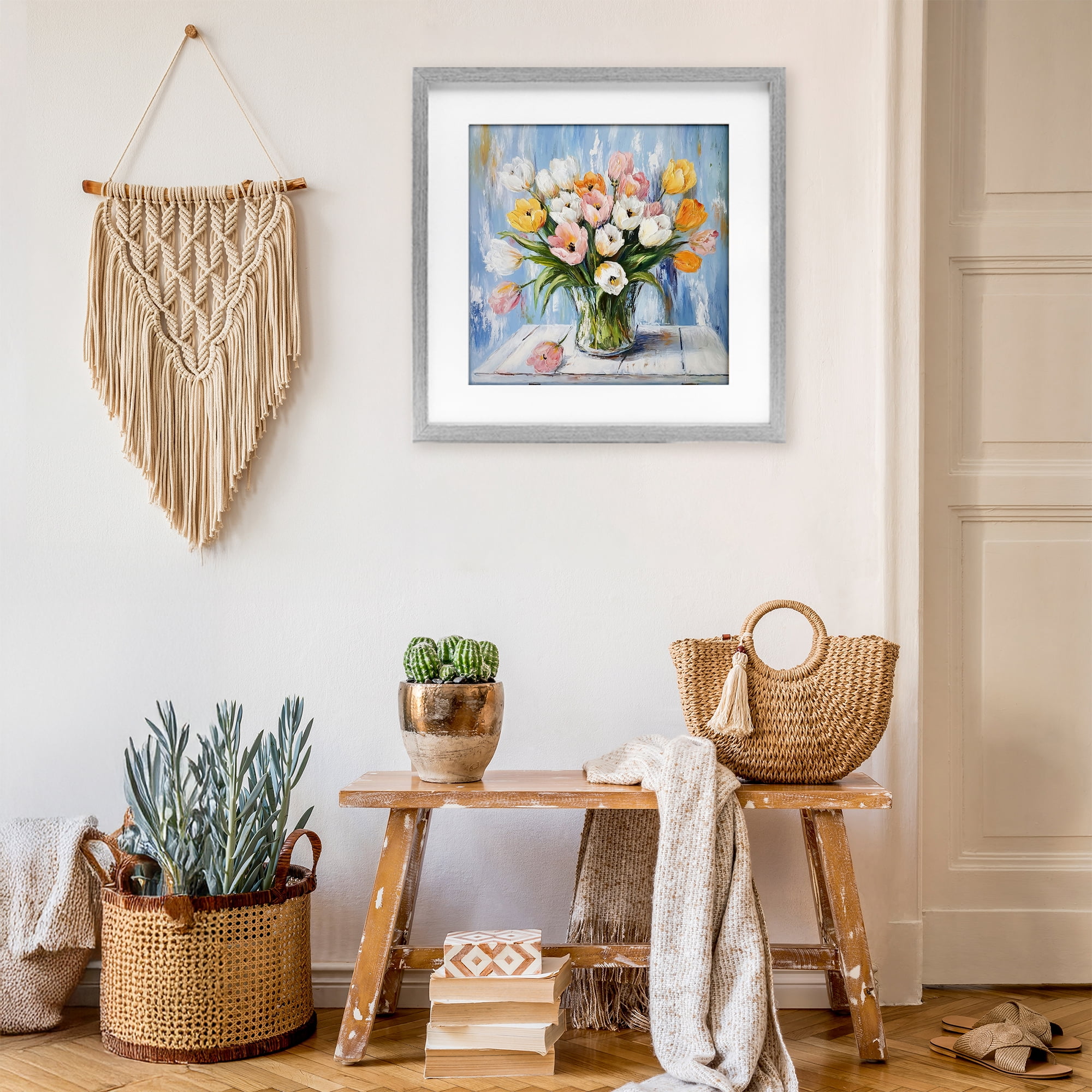 Stupell Industries Her Cottage Garden Tulips Gray Framed Print Under Glass, design by Tina LeCour
