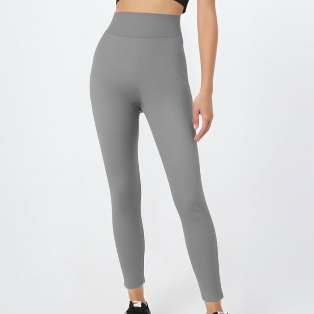 LOVZFMLL Women's Leggings, Solid Color Multi-Size High Waist Elastic Waist Leggings Gray, L