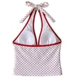 thumbnail image 3 of Y2k Vintage 2 Pieces Bikini Set Coquette Halter Tankini Top with Shorts Whimsy Polka Dot Beach Swimsuit Vacation Outfit White M, 3 of 6