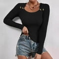 thumbnail image 2 of Olyvenn Sweaters for Women Trendy Spring Tops Tunic Crewneck Pullover Slimming Fall Outfits Button Up Slimming Winter Clothes Black 8, 2 of 6