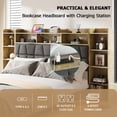thumbnail image 3 of Queen Size Bed Frame With Headboard,Upholstered Platform Bed With Charging Station And Led Light And Boookcase Storage.O Box Spring Needed,Easy Assembly, 3 of 8