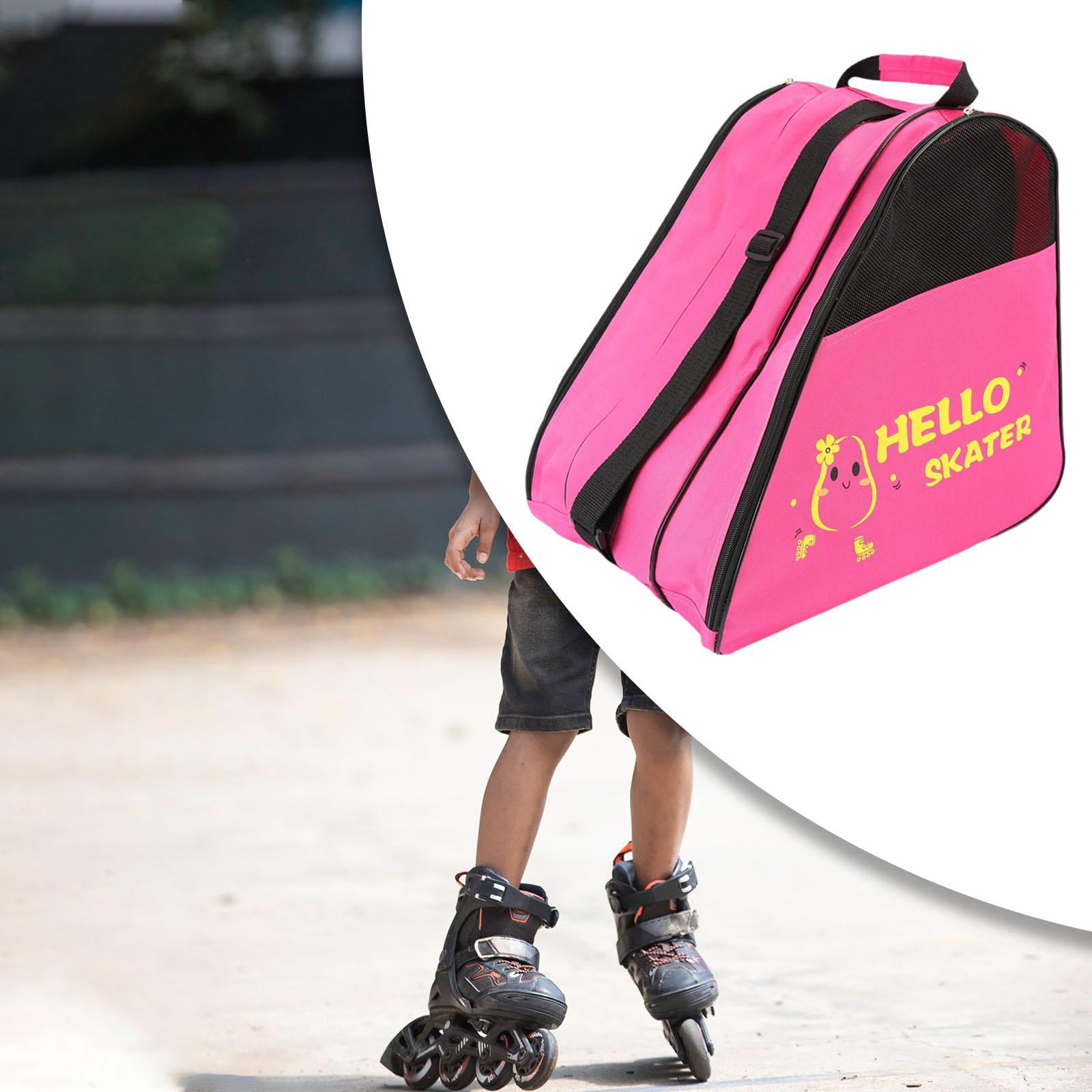 Dualoai Roller Skate Storage Bag, Skating Shoes Bag, Handbag, Breathable Carrying Pouch, Pink