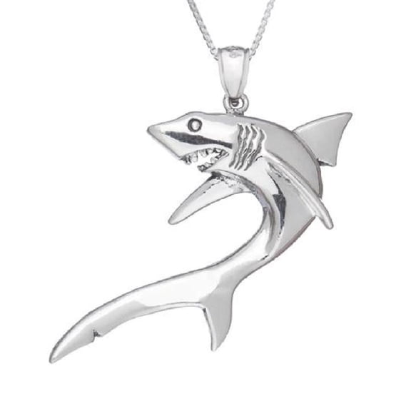 925 Sterling Silver Necklace w/ Shark Pendant