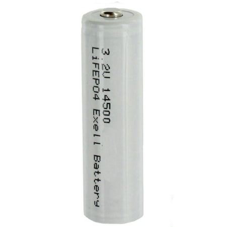 Exell Battery 3.2V 500mAh LiFePO4 Size AA 14500 Rechargeable Solar