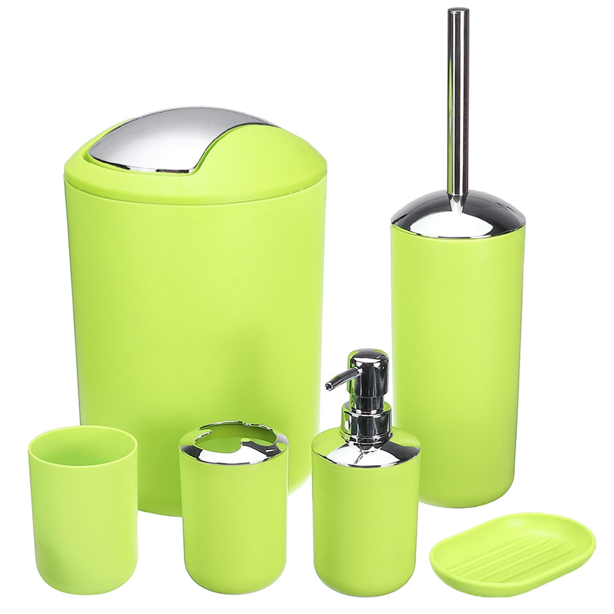 Bathroom Accessories Set 6Pcs Luxury Gift Trash Can, Lotion Dispenser