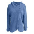 thumbnail image 4 of DHFJKG Womens Fuzzy Zip Up Asymmetrical Hoodie Jacket Irregular Hem Solid Color Long Sleeve Casual Hooded Coat For Fall Winter Versatile Outerwear, 4 of 5