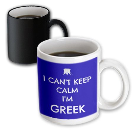 

3dRose I cant keep calm Im Greek blue and white - Magic Transforming Mug 11-ounce