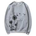 thumbnail image 4 of Holzkary Sweatshirts for Women Hoodies Women's Autumn Winter Round Neck Dandelion Print Loose Casual Warm Hoodie Graphic Printed Pullover Top Comfy Fall Winter Outfits Clothes 2025 Fashion Grey L, 4 of 4