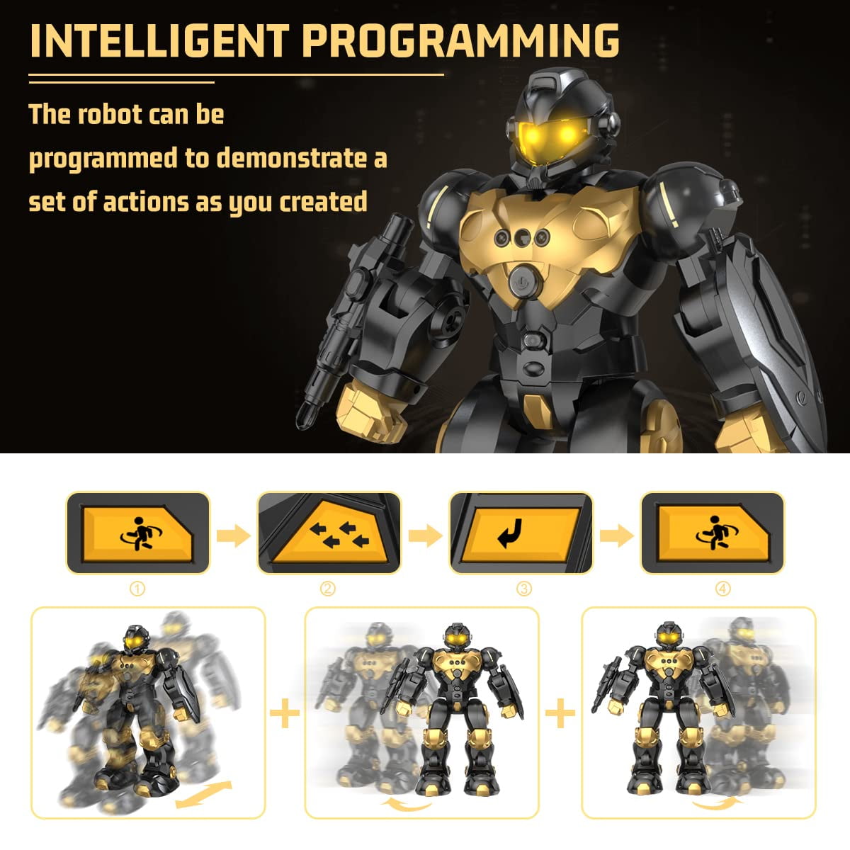 RC Robot Toys for Kids 3 4 5 6 7 8, Smart Programmable Robot with Gesture Sensing, Remote Control Robot for Boys Girls Age 3 4 5 6 7 8-12, Rechargeable