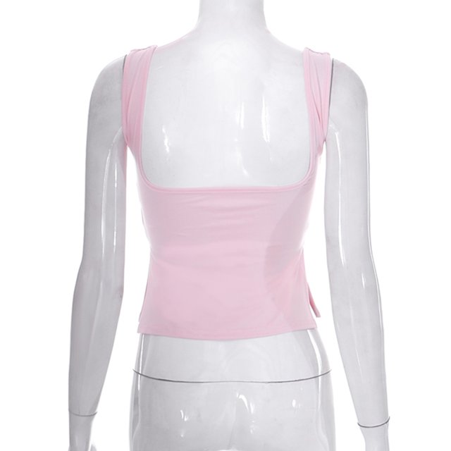 Top de Camisola de Verano sin Mangas con Espalda Descubierta y Pliegues Simple para Vacaciones de Fin de Semana FLhrweasw Para estrenar