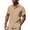 Khaki, variant on Abtuhar Men Summer Tops Short Sleeve Solid Stripe Linen Button Turndown Collar Shirts