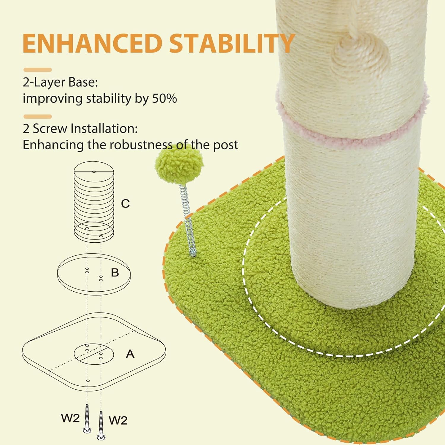 36.2’‘ Flower Cat Tree, Cat Scratching Post for Large Cats, Cat Tower with Super Thick Scratching Post [Dia=4.9''], Flower Cat Bed, Tall Cat Scratcher for Indoor Cats, Pink