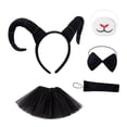 thumbnail image 3 of Diadema con cuernos de antílope, disfraz de animal, falda con cola de lazo para actuación en Halloween Negro, 3 of 8