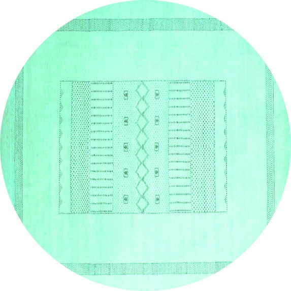 Ahgly Company Indoor Round Solid Turquoise Blue Modern Area Rugs, 4' Round