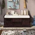 thumbnail image 2 of Harper & Bright Designs Wooden Storage Bench with 2 Drawers and 2 Cabinets, Entryway Shoe Bench with Removable Cushion for Living Room, Espresso, 2 of 13