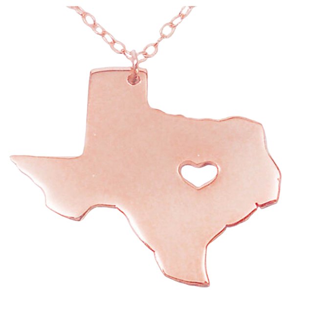 Collar de oro y plata rosa de oro tricolor collar de Texas EE.UU. Estado de acero inoxidable mapa collar