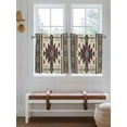 thumbnail image 7 of Half Window Curtain 36 Inches Long, Brown Southwest Window Treatment Curtain Drapes, Ethnic Boho Tribal Vintage Geometric Small Tier Curtains for Bathroom Over Sink, 27.5"x36", 2 Panels, 7 of 7