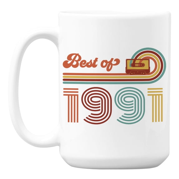Vintage Best of 1991 feat. Cassette Tape White Ceramic Coffee & Tea Mug (15oz)