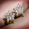 thumbnail image 3 of Pendientes de Botón Yuxing con Forma de Copo de Nieve y Diamantes de Imitación para Mujer, 3 of 5