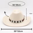 thumbnail image 5 of Dbuoem Western Cowboy Hat for Men And Women Shapeable Wide Brim Cowgirl Hat Rolled-Up Felt Fedora Hat with Stone Band, 5 of 8