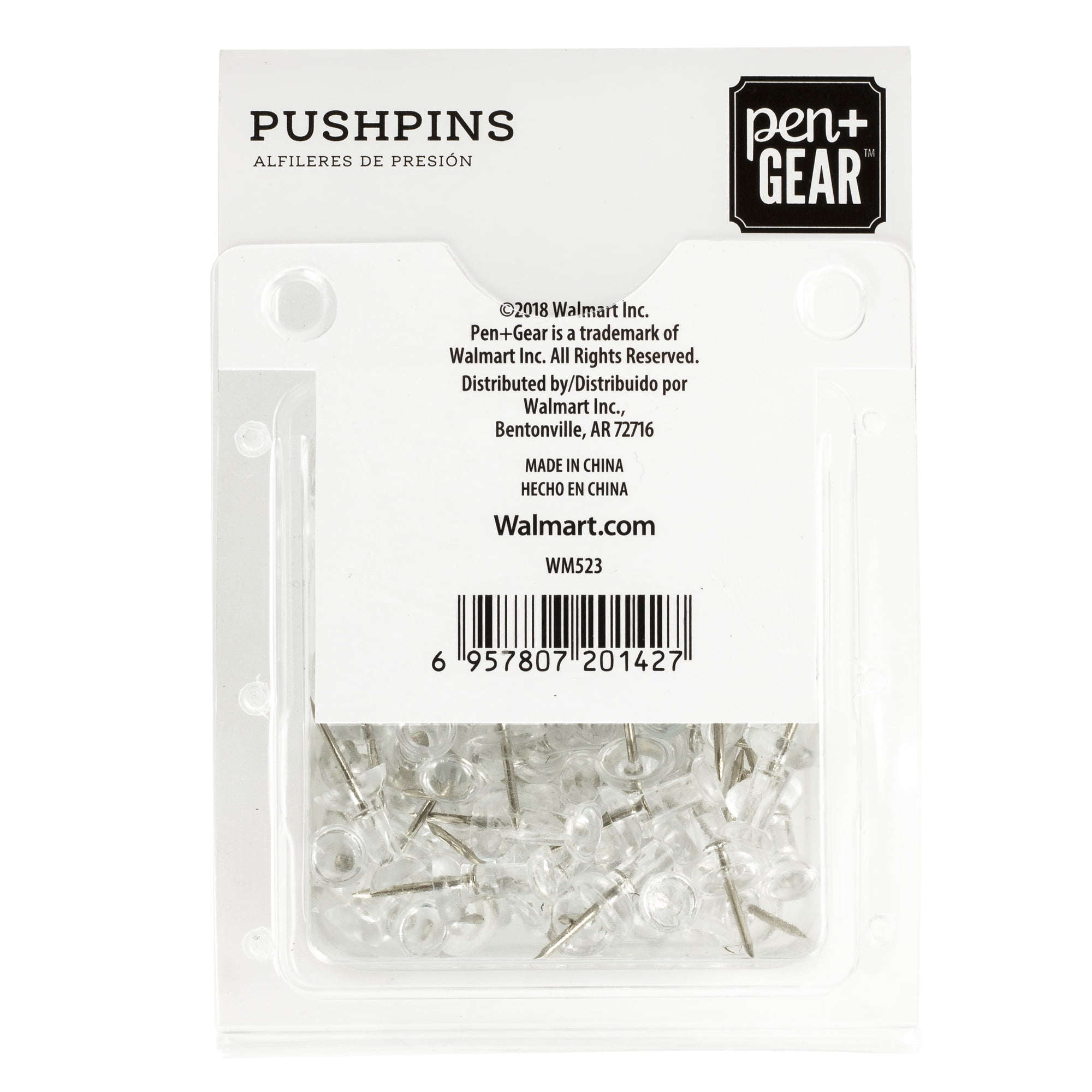 Pen+Gear 3/8" Clear Plastic Push Pins, 10 Packs, 100 Push Pins per Pack, 1000 Push Pins Total