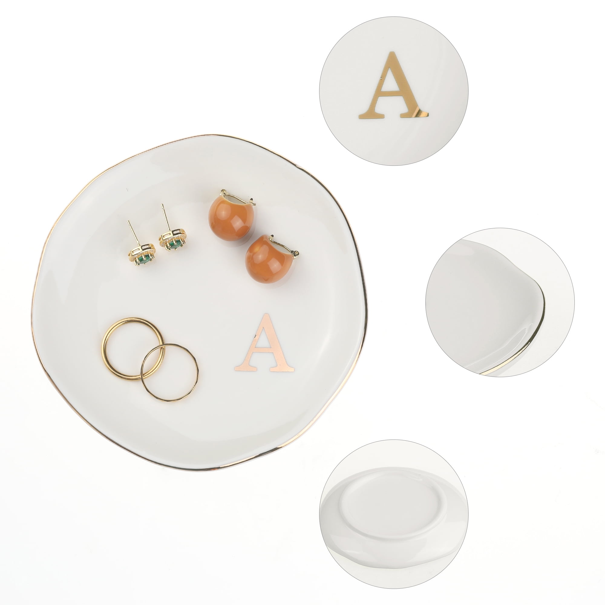 Unique Bargains Ceramic Jewelry Tray Decorative Trinket Dish Gifts Jewelry Boxes White-A