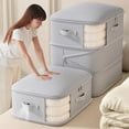 thumbnail image 4 of Uuiauoio Large Capacity Comforter Storage Bags - 3-Layer Ultra Space Saving Self Compression Organizer, With Zipper Window, Washable and Tear Resistant, For Blanket, Pillow and Seasonal Storage, 4 of 7