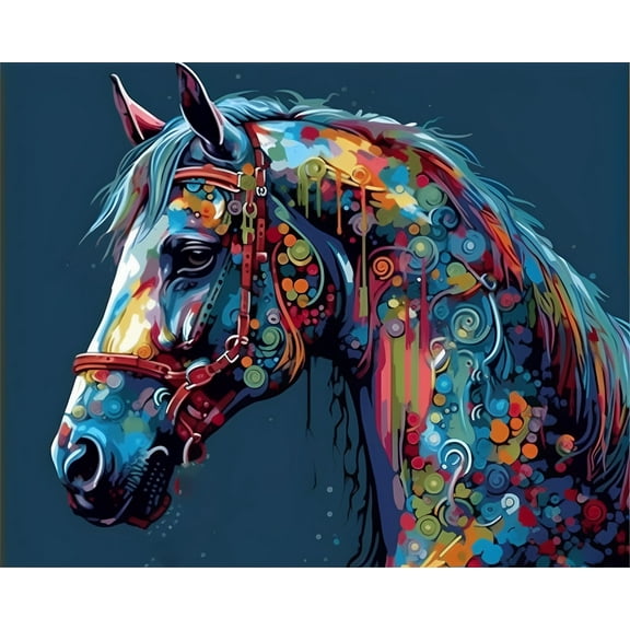 Paint by Numbers for Adults - Colorful Flower Horse - Acrylic Easy Paint by Numbers for Adults Beginner DIY Painting by Numbers for Gift Home Wall Decor 16”W x 20”L-