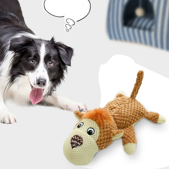 Dog Plush Toy Soft Chew Toy for Dog Squeaky Toys Chew Toys for Teething Stuffed Animal Toy Dog Toys for Aggressive Chewers Indestructible Dog Toy Chew Toys for Dogs Christmas Gifts,Orange Lion