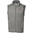 thumbnail image 2 of Men's Cutter & Buck Heather Gray SMU Mustangs Big & Tall Mainsail Sweater-Knit Full-Zip Vest, 2 of 3