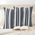 thumbnail image 3 of Navy Blue Geometric Outdoor Waterproof Pillow Covers, Modern Stripes Art Farmhouse Decorative Square Throw Pillowcase Sofa Cushion Sham for Patio/Couch/Chair, 24"x24" 2 Pack, 3 of 8