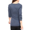 thumbnail image 4 of Allegra K Women's Cowl Neck Buttons Decor Long Sleeves Ruched Blouse, 4 of 7