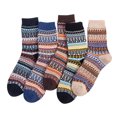 thumbnail image 2 of YYYTop White Socks, Black Fuzzy Socks 5 Pairs Women Warm Winter Print Thick Knit Cozy Middle Tube Slouchy Leg Warmers Khaki Under $10, 2 of 3