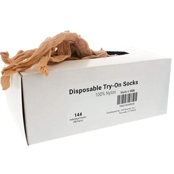 Disposable Try On Socks - Beige Tan Footies, 144 Pieces