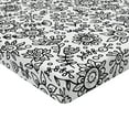 thumbnail image 2 of Black and White Fitted Sheet, Floral Composition Doodle Style Foliage Sketch Abstract Feminine Theme, Decorative Soft Bedding All-round Elastic Pocket, King Size, Black White, by Ambesonne, 2 of 3