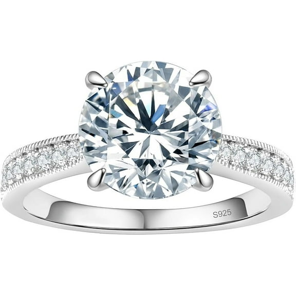 "Round Moissanite Engagement Rings for Women | 925 Sterling Silver Promise & Wedding Bands | 1.5-5CT Moissanite Rings for Her"