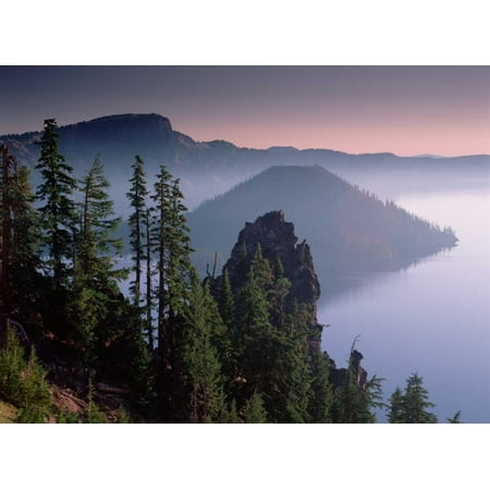 Wizard Island - Wizard Island in the center of Crater Lake Crater Lake National Park Oregon Poster Print by Tim Fitzharris