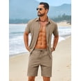 thumbnail image 4 of COOFANDY Men' 2 Piece Summer Outfits Short Sleeve Casual Beach Button Down Shirts and Shorts Vacation Cotton Sets, 4 of 6