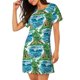 thumbnail image 2 of Easygdp Hawaii Palms Camisón de manga corta para mujer, informal, estampado, 2 of 6