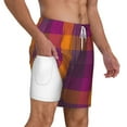 thumbnail image 3 of Gaeub Purple Yellow Buffalo Plaid Mens Swim Trunks Stretch Beach Shorts Quick Dry for Men Swim Shorts Swimwear with Pockets- Medium, 3 of 9
