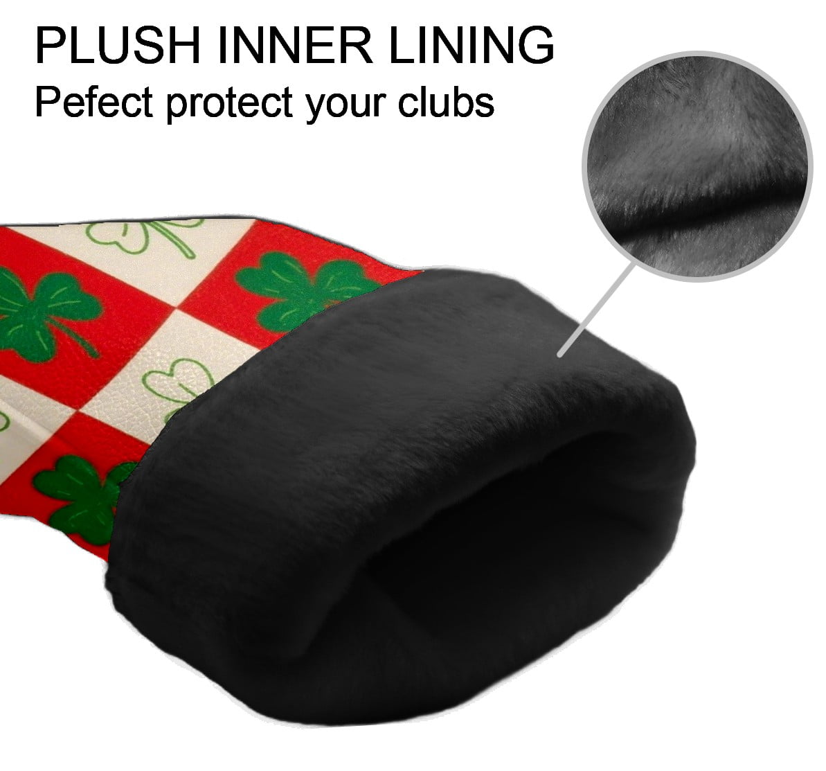 Golf Club Head Cover Waterproof Leather Golf Accessories HeadCovers Set Driver Headcover for Women Men Red & Green Clover Grid