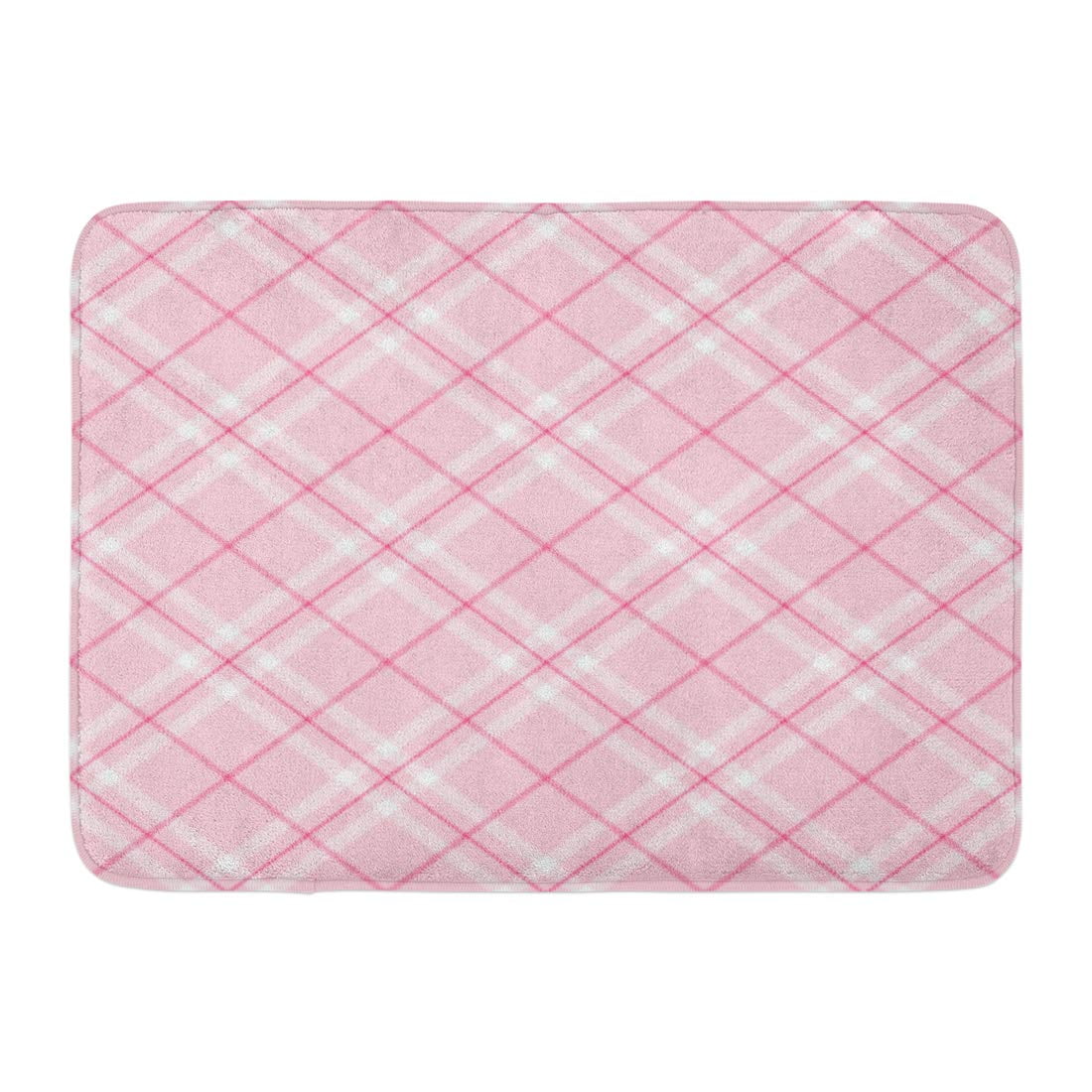 GODPOK Checkered Tartan Light Pink Plaid Pastel Line Rug Doormat Bath ...